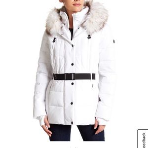 NWT Michael Kors Faux Fur Trimmed White Jacket